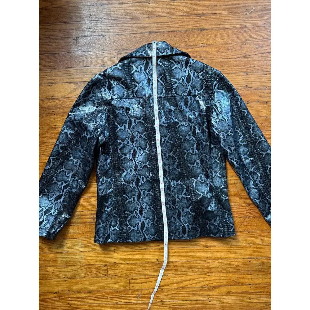 Men's Leather Snakeskin-look Blazer Jacket, Medium